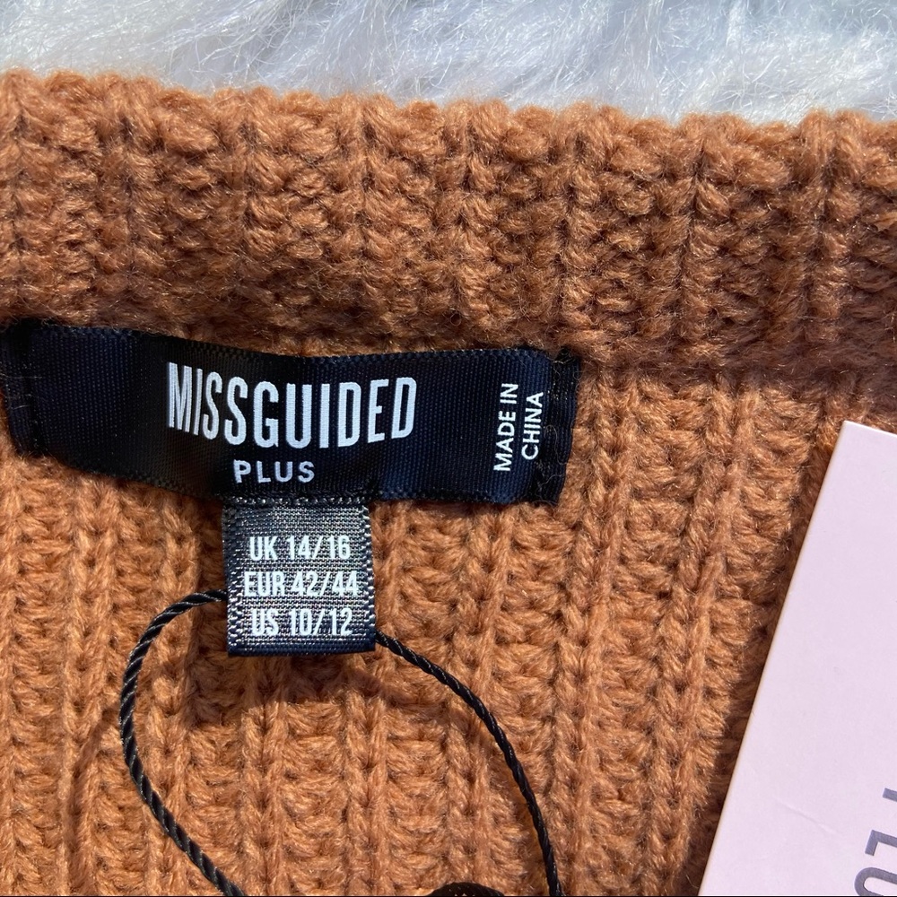 Missguided Plus Brown Off the Shoulder Sweater Dress - Picture 4 of 4